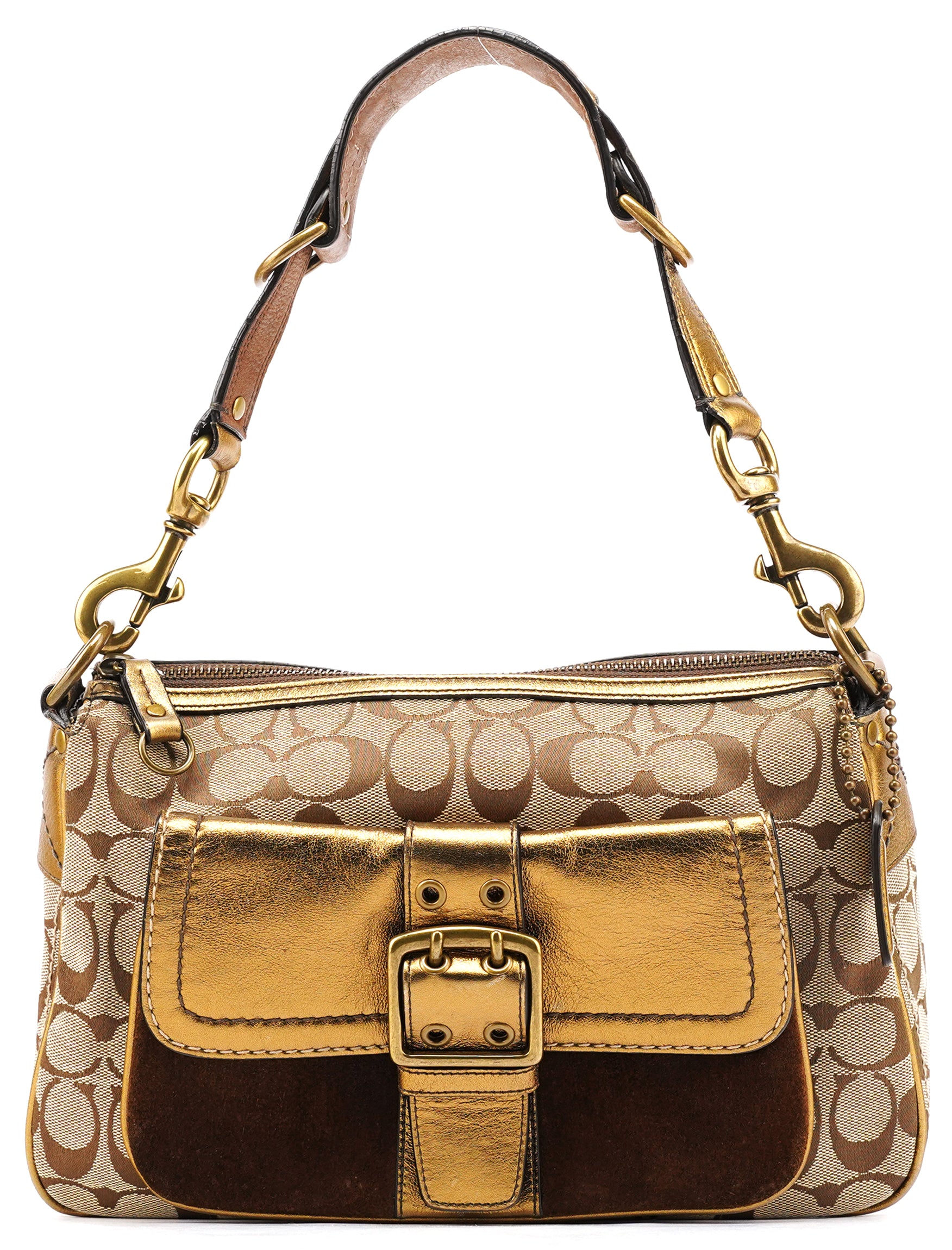 COACH レザー ボディーバッグ Coach 1496 Beige Bronze Signature Soho Shoulder Bag – Rediscover
