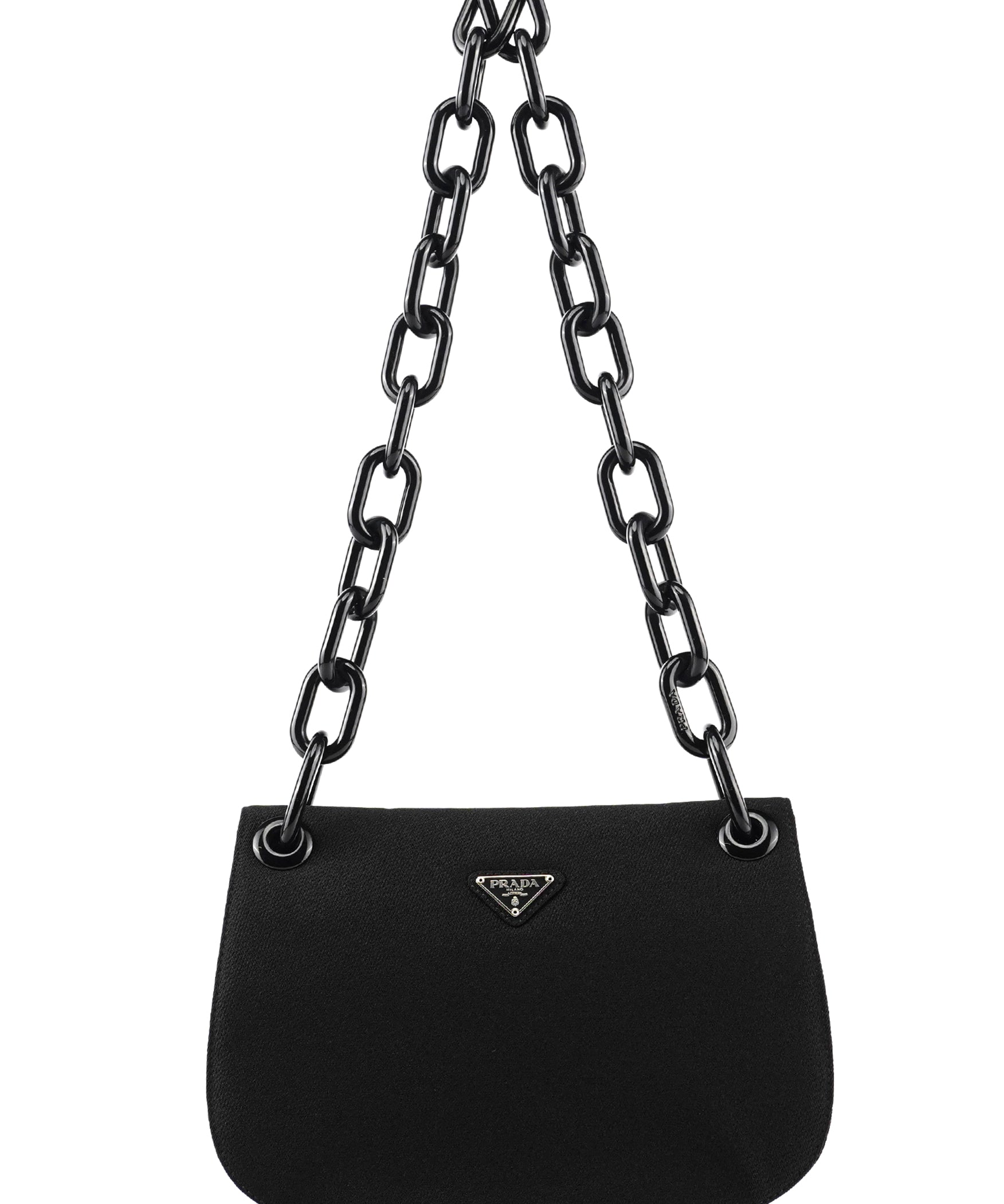 Prada B6436 Black Tessuto Swing Nylon Chain Shoulder Bag