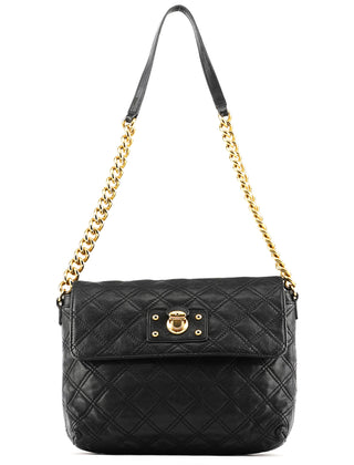 Black Quilted Leather Chain Shoulder Bag