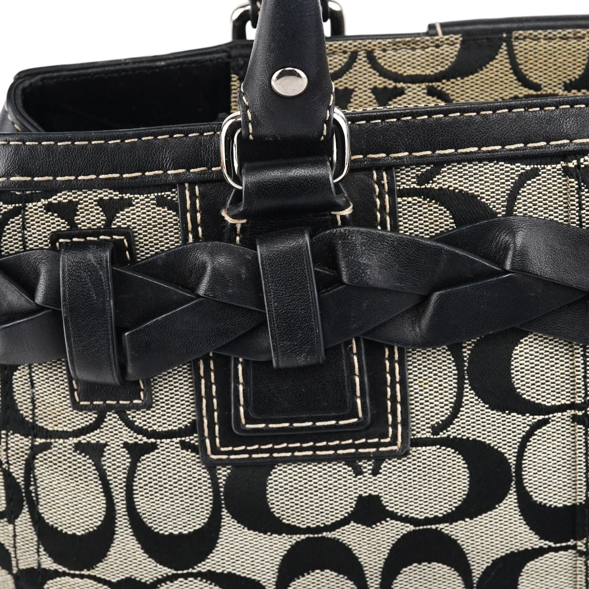 Coach F13065 Hamptons Tote Bag aus Signature Canvas in Grau und Schwarz
