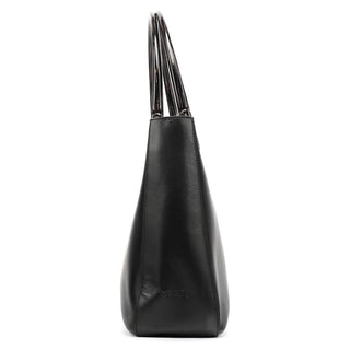 Prada 1998 Black Leather Resin Handle Tote Bag