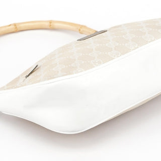 001 3865 Beige White GG Bamboo Shoulder Bag