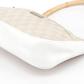 001 3865 Beige White GG Bamboo Shoulder Bag