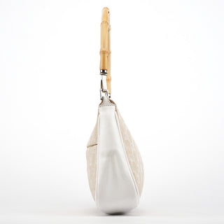 001 3865 Beige White GG Bamboo Shoulder Bag