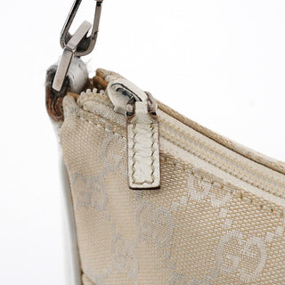 001 3865 Beige White GG Bamboo Shoulder Bag