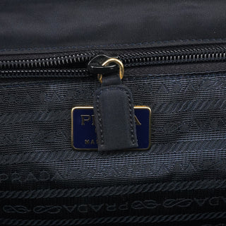 Navy Tessuto Metallo Nylon Top Handle Bag