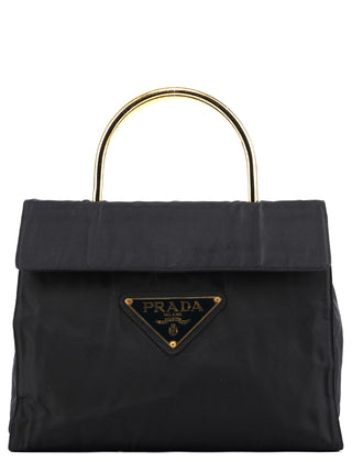 Navy Tessuto Metallo Nylon Top Handle Bag