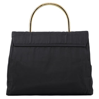 Navy Tessuto Metallo Nylon Top Handle Bag