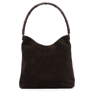 001 3244 Brown Suede Bamboo Shoulder Bag