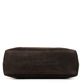 001 3244 Brown Suede Bamboo Shoulder Bag