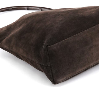 001 3244 Brown Suede Bamboo Shoulder Bag