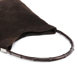 001 3244 Brown Suede Bamboo Shoulder Bag