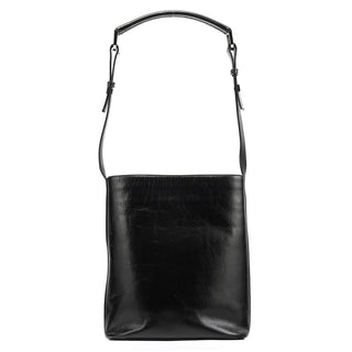 001 4286 Black Calfskin Bucket Shoulder Bag