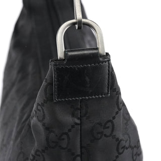 000 0833 Black GG Nylon Bamboo Shoulder Bag