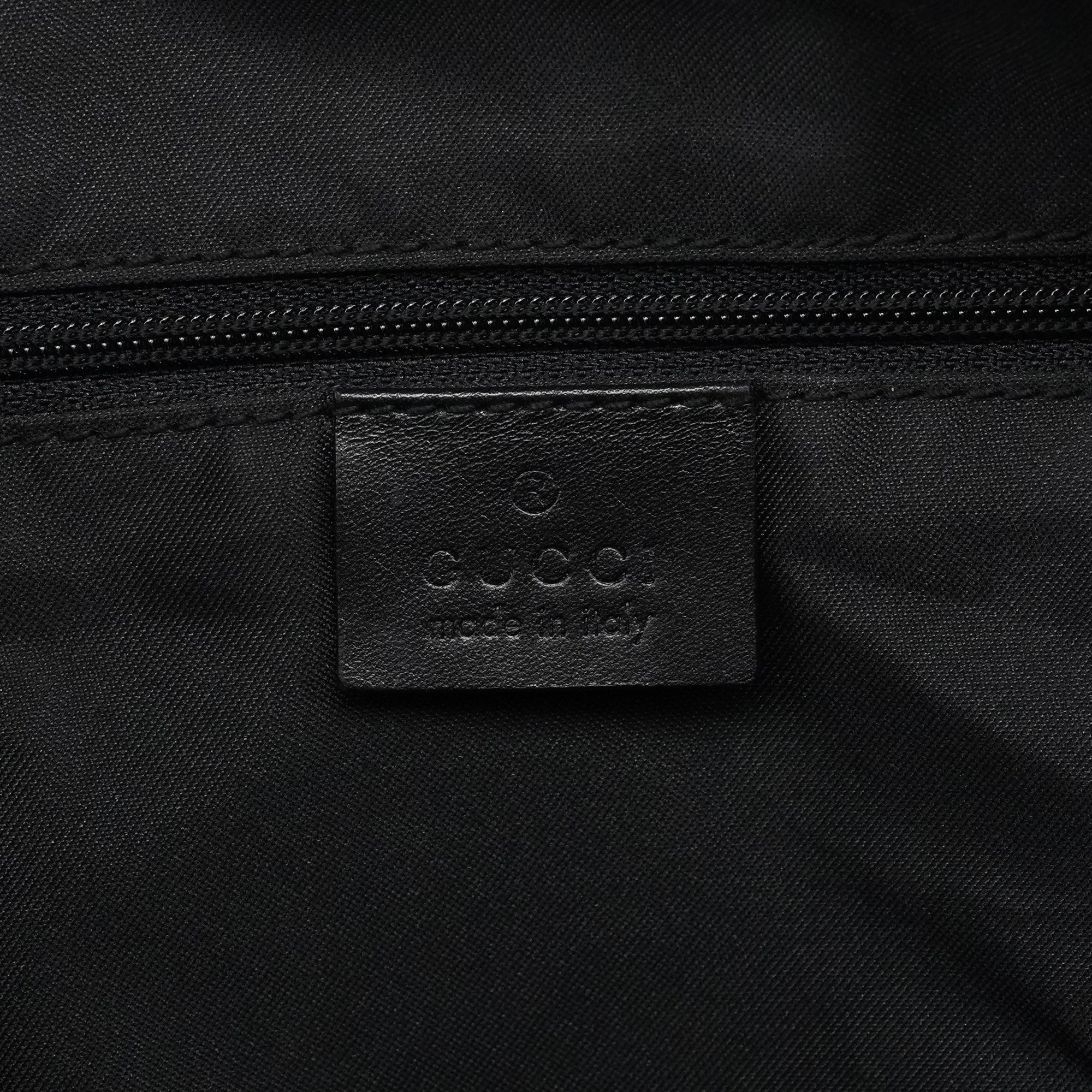 Gucci 000 0833 Black GG Nylon Bamboo Shoulder Bag
