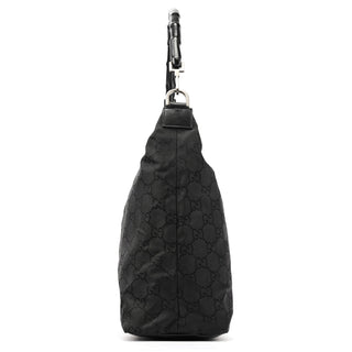 000 0833 Black GG Nylon Bamboo Shoulder Bag