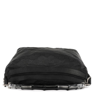 000 0833 Black GG Nylon Bamboo Shoulder Bag