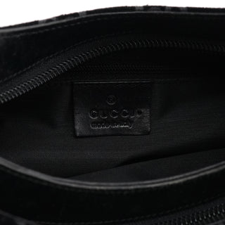 001 8778 Black GG Suede Shoulder Bag