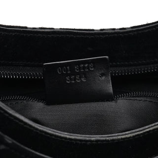 001 8778 Black GG Suede Shoulder Bag