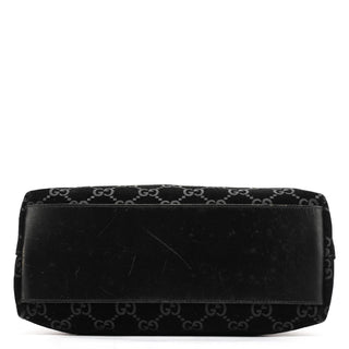 001 8778 Black GG Suede Shoulder Bag