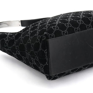 001 8778 Black GG Suede Shoulder Bag