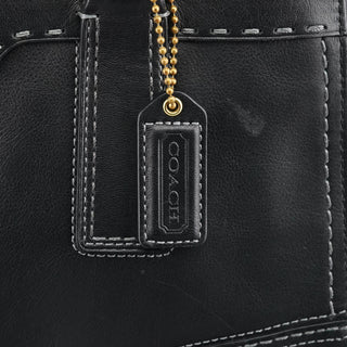 11547 Black Leather Turnlock Tote Bag