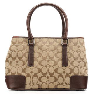 6089 Beige Brown Signature Tote Bag