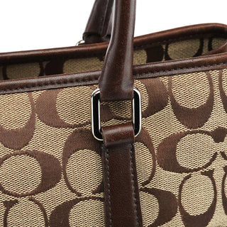6089 Beige Brown Signature Tote Bag