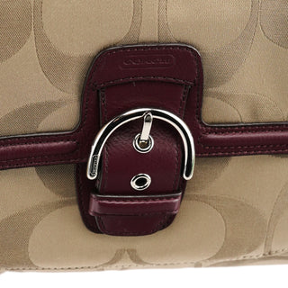F24742 Beige Burgundy Signature Soho Tote Bag