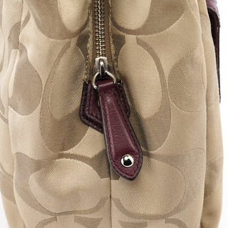 F24742 Beige Burgundy Signature Soho Tote Bag