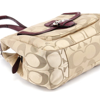 F24742 Beige Burgundy Signature Soho Tote Bag