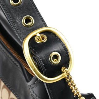 11444 Beige Brown Signature Canvas Soho Hobo Bag