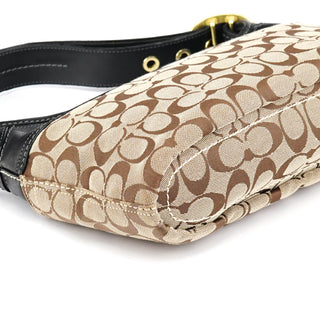 11444 Beige Brown Signature Canvas Soho Hobo Bag
