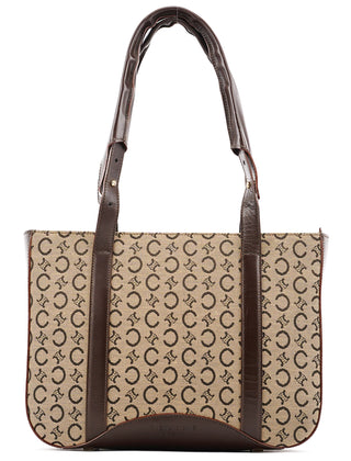 Beige Brown Macadam Canvas Tote Bag