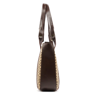 Beige Brown Macadam Canvas Tote Bag