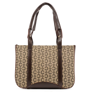 Beige Brown Macadam Canvas Tote Bag