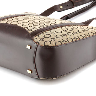 Beige Brown Macadam Canvas Tote Bag