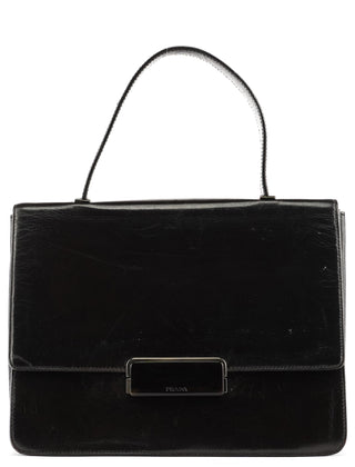 Dark Brown Vitello Buckle Top Handle Bag