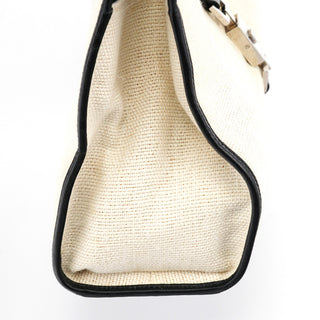 002 1067 Beige Black Canvas Jackie Shoulder Bag