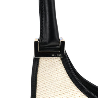 002 1067 Beige Black Canvas Jackie Shoulder Bag