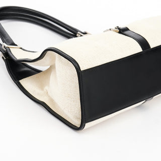 002 1067 Beige Black Canvas Jackie Shoulder Bag