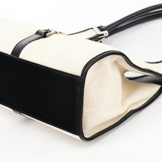 002 1067 Beige Black Canvas Jackie Shoulder Bag
