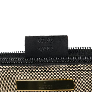 07198 Beige Black Canvas Boat Pochette