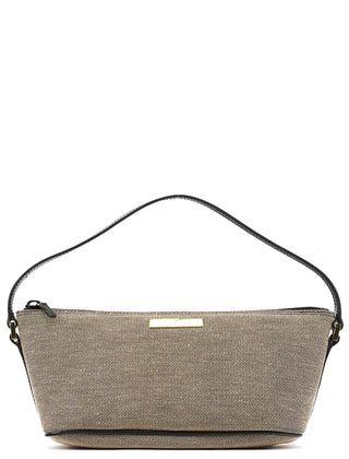 07198 Beige Black Canvas Boat Pochette