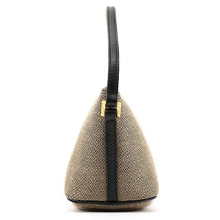 07198 Beige Black Canvas Boat Pochette