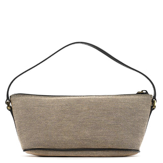 07198 Beige Black Canvas Boat Pochette