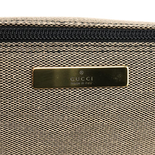 07198 Beige Black Canvas Boat Pochette