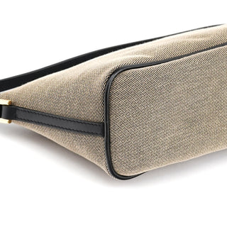 07198 Beige Black Canvas Boat Pochette