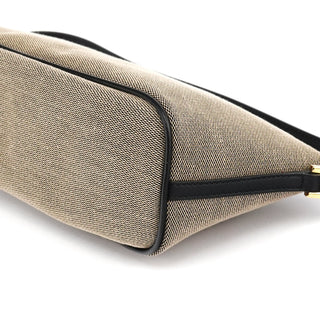 07198 Beige Black Canvas Boat Pochette