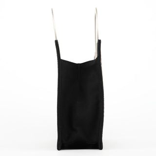 Black Multicolour Woven Metal Top Handle Bag